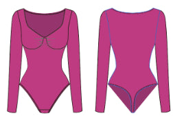 Well-in Vogue Seamless Long Sleeve Chest Support Tummy Control Thong Bodysuit